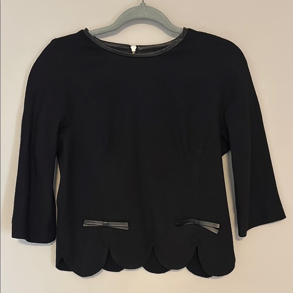 Milly Fitted Scalloped 3/4 Sleeve wool top size 6 - Picture 2 of 11